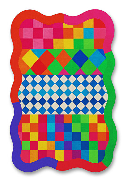 Rugs Modern Halı MOSSO Πολύχρωμο Καρό Χαλί με Γεωμετρικό Σχέδιο και Υφαντή Βά...