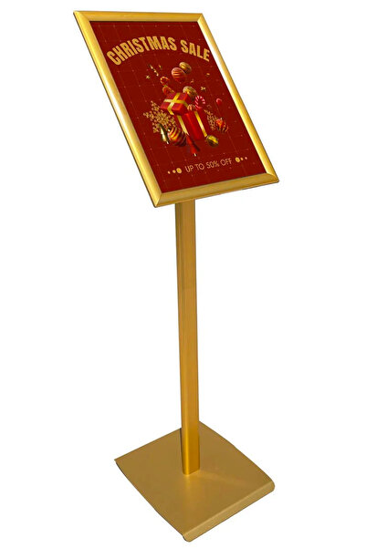 DESMARK A4 21x29.7 Gold Renk Menü ve Bilgilendirme Panosu Tek Ayaklı Reklam P...