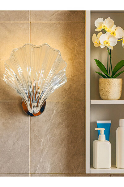 NOONLUX DESIGN&LIGHTING Shell İstiridye Şeffaf Cam Aplik Banyo Salon Antre Ot...