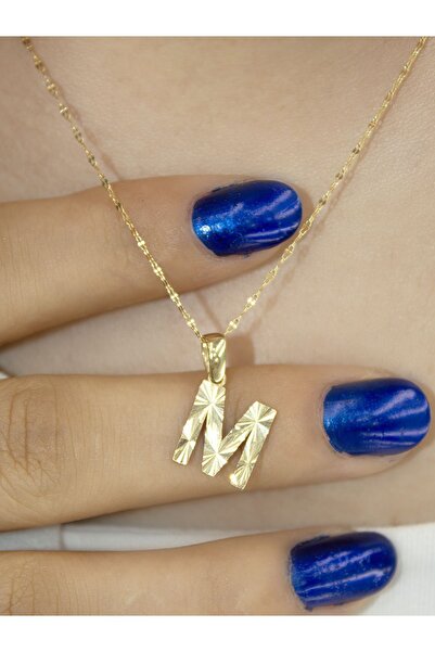 ZEYNEPLİ GOLD 14 Ayar Altın Küçük Füzyon M Harfli Kolye