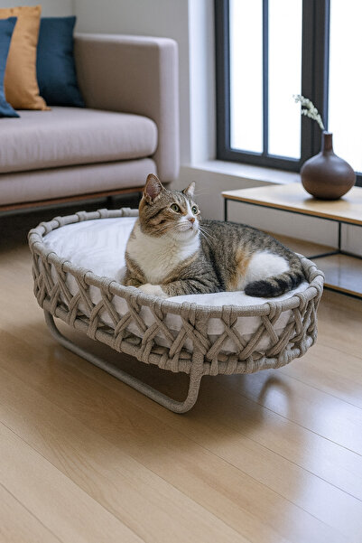 TASARYUM Zümra El Örgüsü Kedi Yatağı – Evcil Hayvanlar İçin Rahat ve Şık Yuva