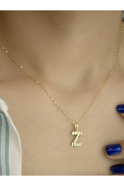 ZEYNEPLİ GOLD 14 Ayar Altın Küçük Füzyon Z Harfli Kolye