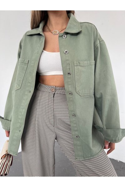 LB Laluna Butik Women's Relaxed Shirt Jacket Oversized Fit