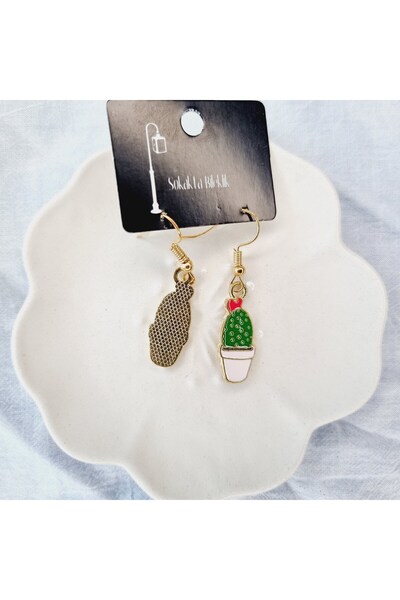 Airmag Women's earrings with cactus in a pot
