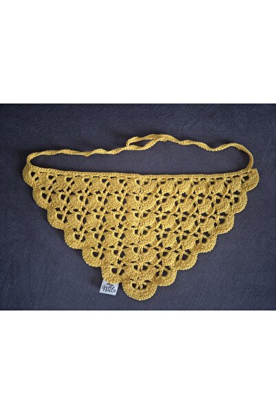 ATÖLYE MİLLA SARI YELPAZE MODEL ÖRGÜ BANDANA