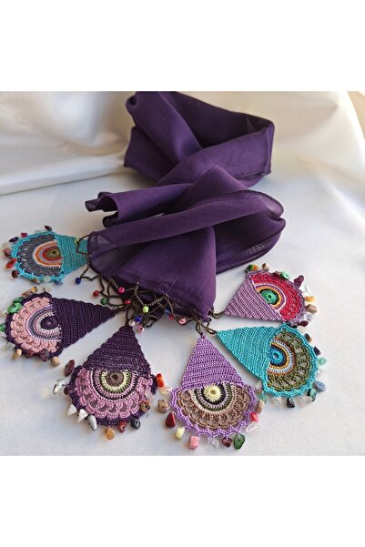 azra takı tasarım Handmade Authentic, Purple and Colorful Women's Scarf.