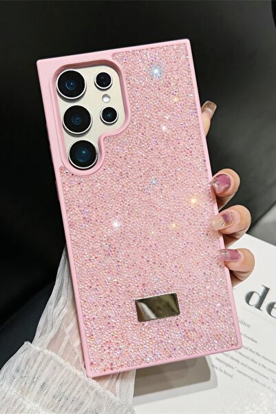 KVK PRİVACY Compatible with Samsung S24 Ultra - Diamond Design, Pink Rhinestone, Sparkling Diamond Silicone Case