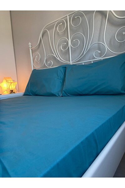 calinahome ملاءة مطاطية مزدوجة اللون باللون الفيروزي