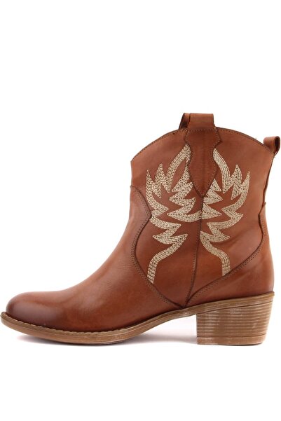 SailLakers Sail Lakers - Taba Deri Nakışlı Kadın Bot