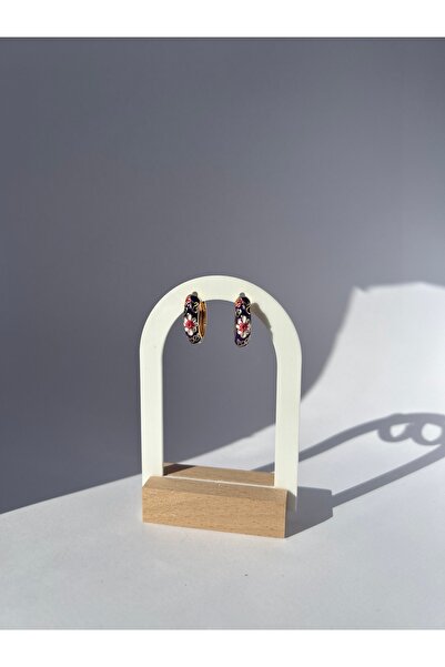 Vink Cu Bohem Çiçek Mineli Mor Halka Küpe