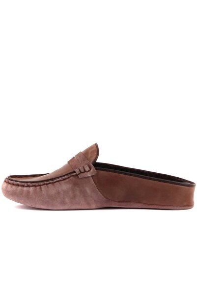 SailLakers - Καφέ σουέντ, δερμάτινες γυναικείες παντόφλες σπιτιού 109-557-X