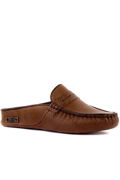 SailLakers - Кафяви кожени дамски домашни пантофи 109-560-B