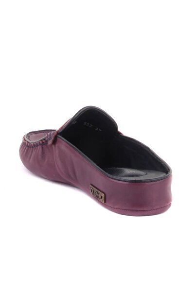 SailLakers - Μωβ Δερμάτινες Γυναικείες Παντόφλες Σπιτιού 109-557-X