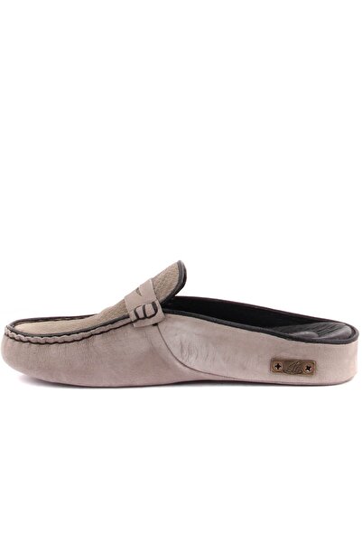 SailLakers - Γκρι δερμάτινες γυναικείες παντόφλες εσωτερικού χώρου 109-557-X