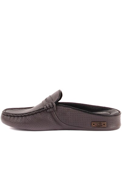 SailLakers - Γκρι δερμάτινες γυναικείες παντόφλες σπιτιού 109-557-X