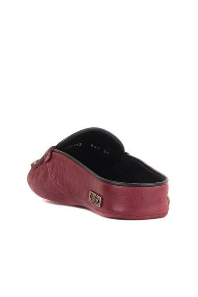 SailLakers - Δερμάτινες γυναικείες παντόφλες σπιτιού μπορντό 109-557-X
