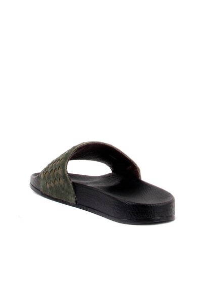 SailLakers Ειδική Παραγωγή - Ανδρικές παντόφλες από δέρμα σουέτ σε χρώμα χακί, εσωτερικά και εξωτερικά