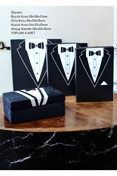 lotusa 4'lu Damat Bohça, Çeyiz Kutu Seti BATTAL EBATLAR HAZIR KURULU
