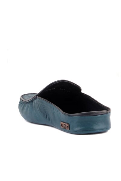 SailLakers - Ανδρικές παντόφλες από δέρμα Petrol Blue 110-547-X