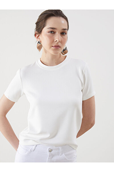 LC Waikiki Nevavm Women's T-Shirt with Oval Collar and Difference