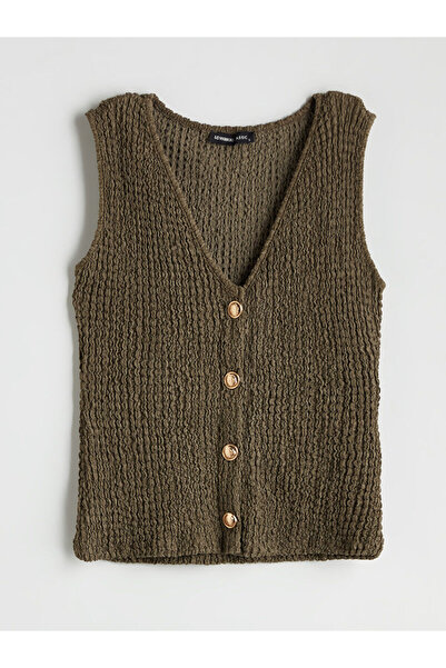 LC Waikiki Vestă de damă texturată cu decolteu în V de sezon nou - S5MP19Z8