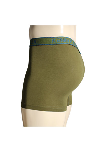 KENN PAUL S-6XL Erkek Haki Düz Pamuklu Lüks Boxer |Büyük Beden| Yumuşak