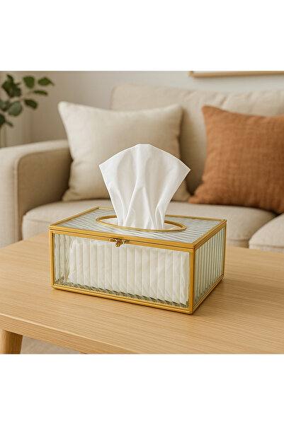ALMASA علبة مناديل زجاج ذهبي