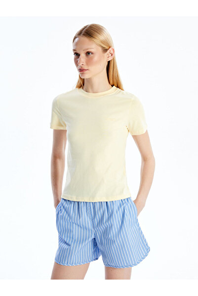 LC Waikiki Tricou de damă Özmarka, nou sezon, cu decolteu rotund și broderie