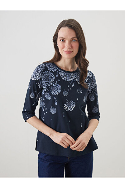 LC Waikiki طاقم الرقبة الأزهار المرأة تي شيرت