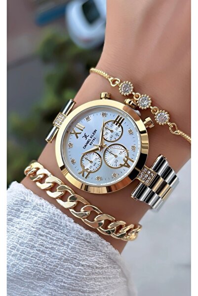 Daniel Klein Orijinal Gold Gümüş Su Geçirmez Çelik Kordon Kadın Saat Bileklik Hediyeli