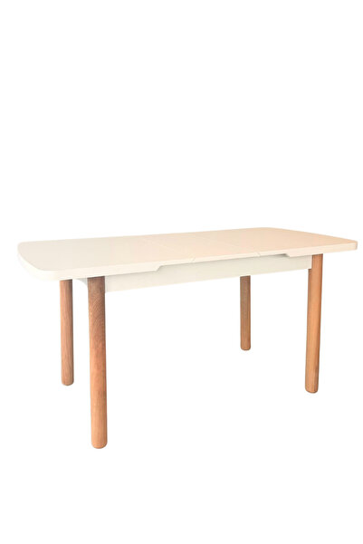 Woodenbend Loretta Natural Beyaz Açılır Masa Sandalye Takımı 70x127 cm – 4 Sandalyeli Ahşap Yemek Masası Seti