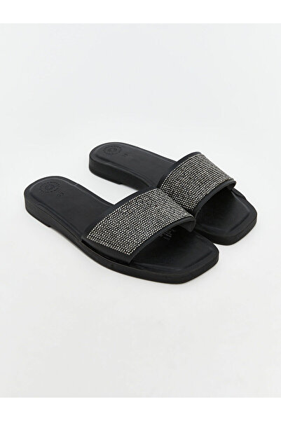 LC Waikiki Özmarka New Season Leather-Look Stoned Women's Slippers