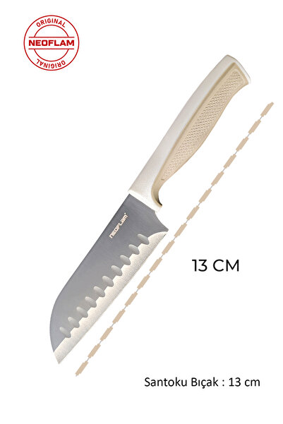 NEOFLAM Fika Microban Santoku Bıçak 13Cm, Bej