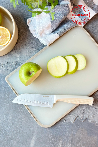 NEOFLAM Fika Microban Santoku Bıçak 13Cm, Bej