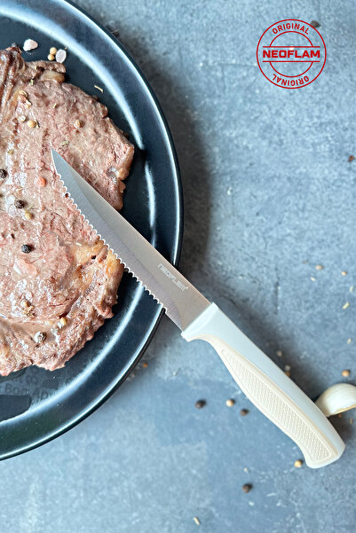 NEOFLAM Fika Tırtıklı Steak Bıçağı,11 Cm Bej