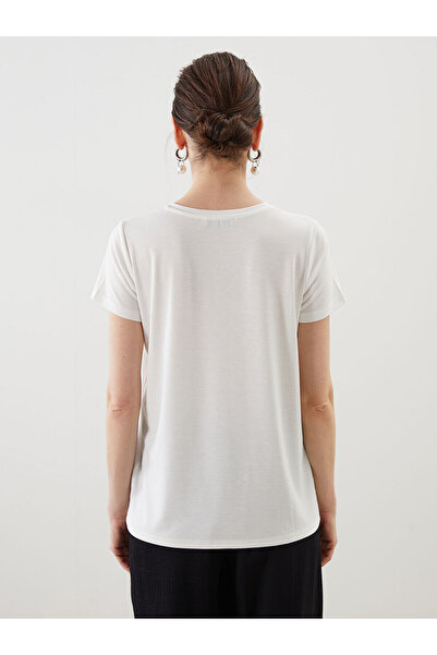 LC Waikiki Crew Neck Butterfly Embroidered Women's T-Shirt (S5)