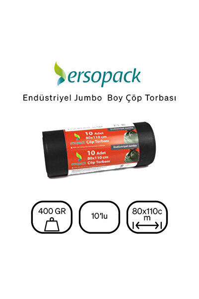 ERSOPACK JUMBO BOY ÇÖP TORBASI 80*110 400GR 5RULO=50YAPRAK