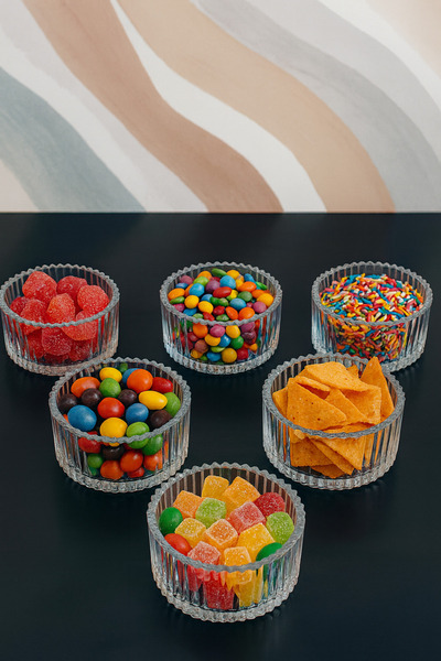 YzHome وعاء زجاجي كبير الحجم مكون من 6 قطع، وعاء ماغنوليا، وعاء تقديم