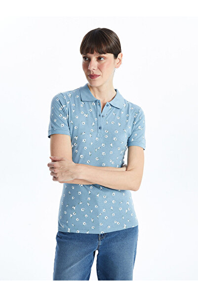 LC Waikiki Peak New Season Polo Neck Patterned Women's T-Shirt