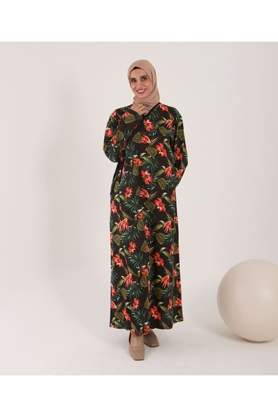 AYSUN TEKSTİL Wide Cut New Pattern Prayer Dress & Prayer Mat & Dressing Gown Made of Cotton Fabric (with Tesbi̇h Gift)