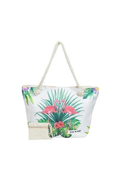 Intisimo Τσάντα θαλάσσης, μεγάλη, τροπικό φλαμίνγκο, λευκό/κόκκινο/πράσινο