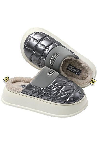 Intisimo Papuci de damă, Mega Light, Îmblăniți, Talpă Groasă, Gri - 36-37
