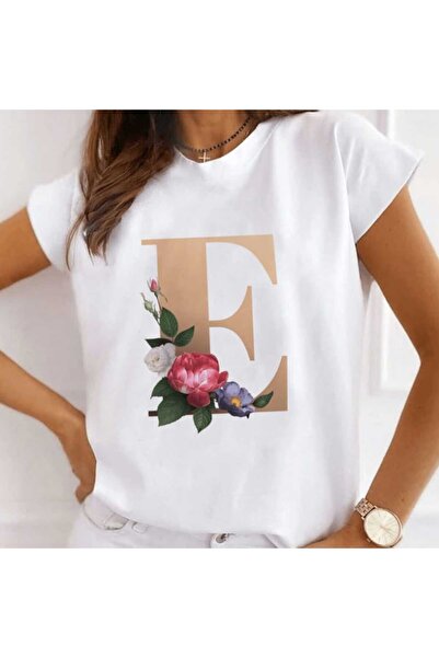 Intisimo Tricou de damă, bumbac, litera E, alb - S