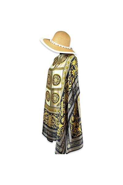 Intisimo Φόρεμα θαλάσσης, Παρεό, από μετάξι και βισκόζη, μαύρο/κίτρινο/μπεζ