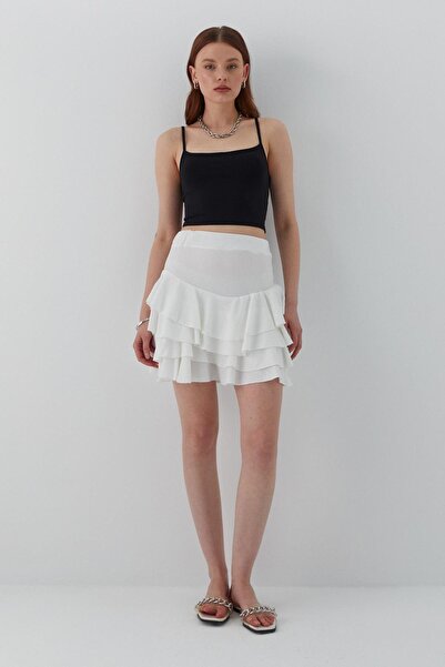 MARKALİSTE Коротка спідниця з воланами, екрю