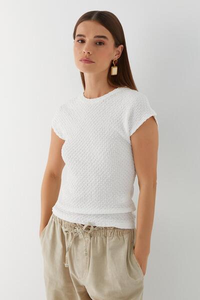 MARKALİSTE Μπλούζα με γεμιστό λαιμόκοψη Λευκό