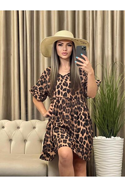 Intisimo Rochie de vară, lejeră, imprimeu animal, maro/negru