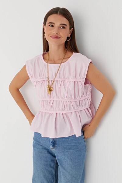MARKALİSTE Μπλούζα με κορδόνι ροζ