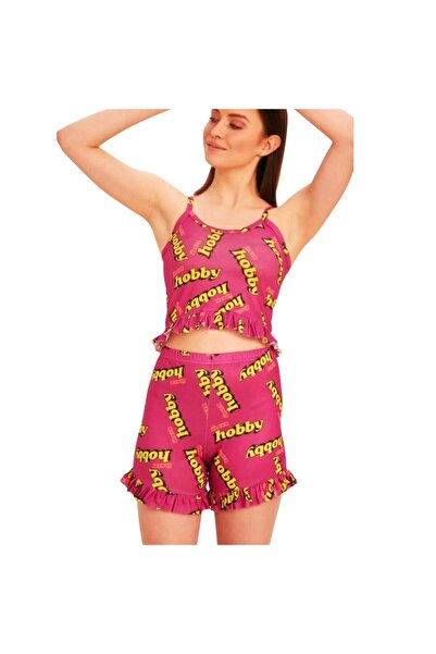 Intisimo Γυναικείες Πιτζάμες, Σορτς, Αμάνικο Μπλούζα, Hobby, Μωβ/Κίτρινο - L