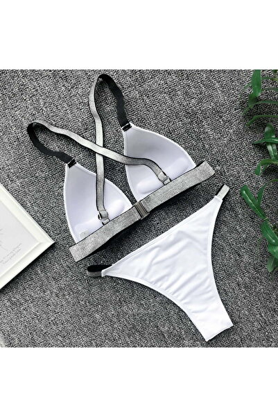 Intisimo Σετ Μαγιό, Γυναικείο, με Γκλίτερ, Λευκό - L